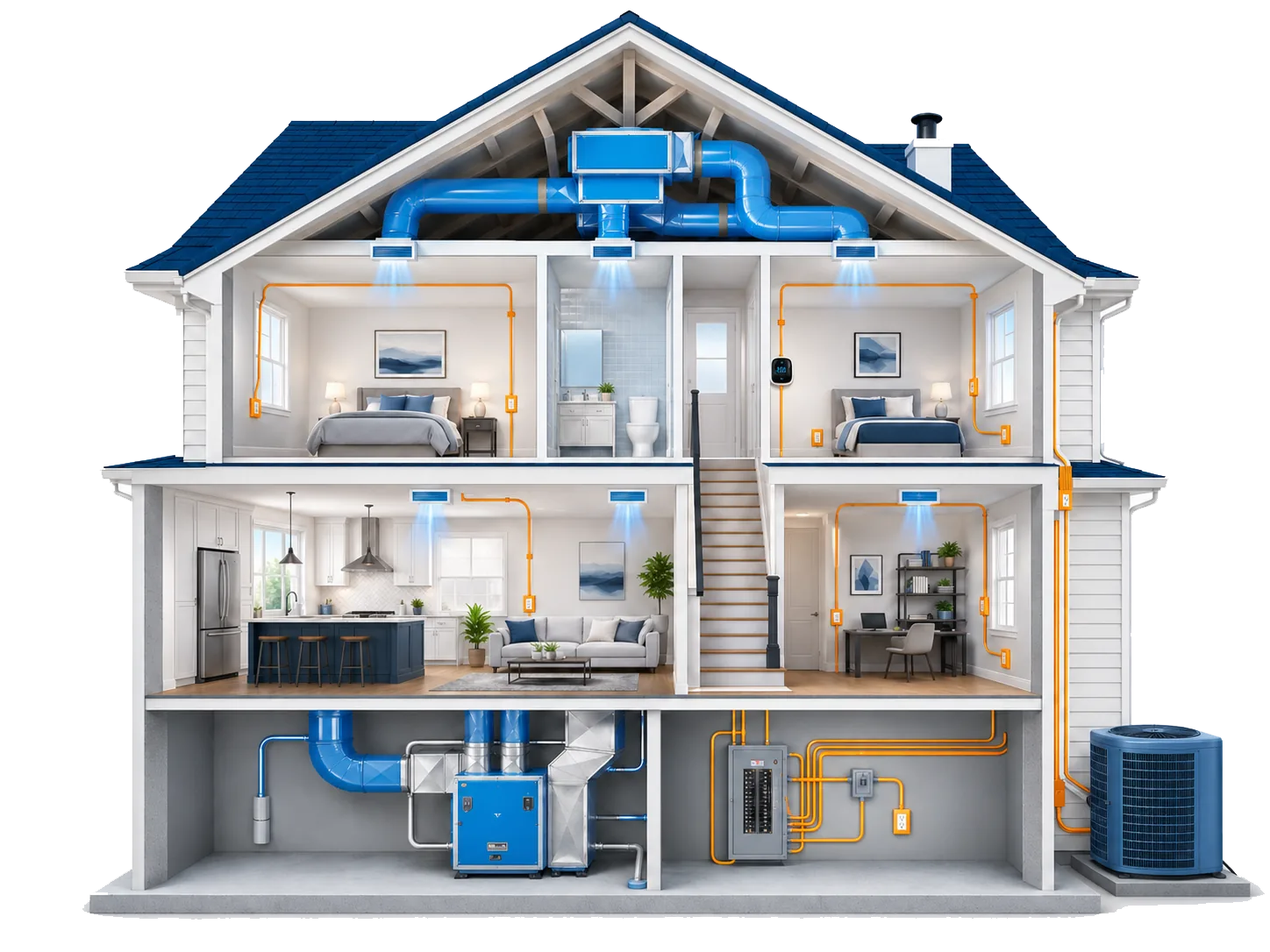 Home systems cutaway illustration